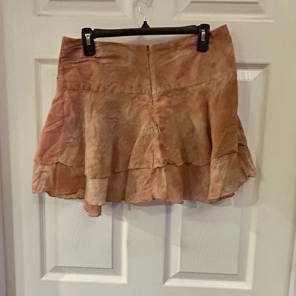 Lux (Urban Outfitters) Women's Layered Tan & Blush Tie-dye Mini Skirt